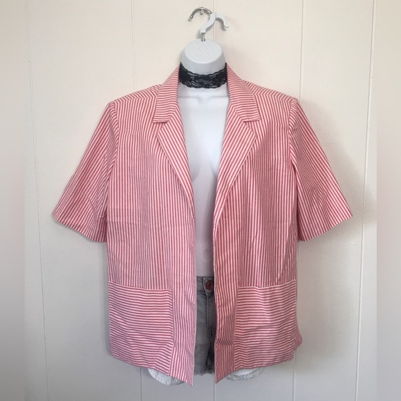 Jackets & Blazers - Vintage Pin Striped Short Sleeve Blazer Style Jacket
